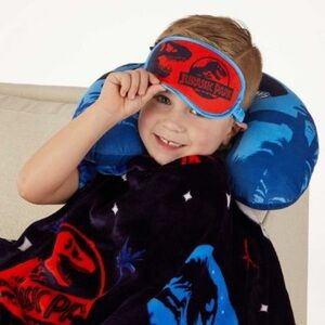 Jurassic Park 3-Piece Kids Character Travel Set, with Neck Pillow, Throw.